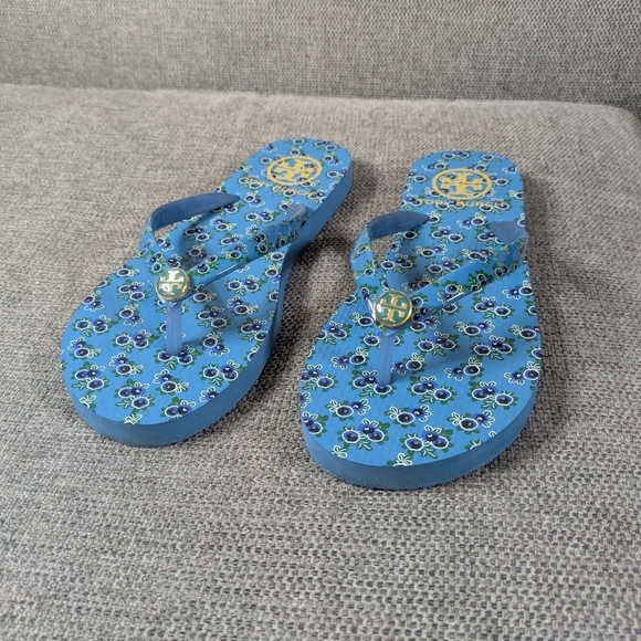Tory Burch Alina Flip Flops with Logo Accents Size 7 / 7.5 - Picture 4 of 7